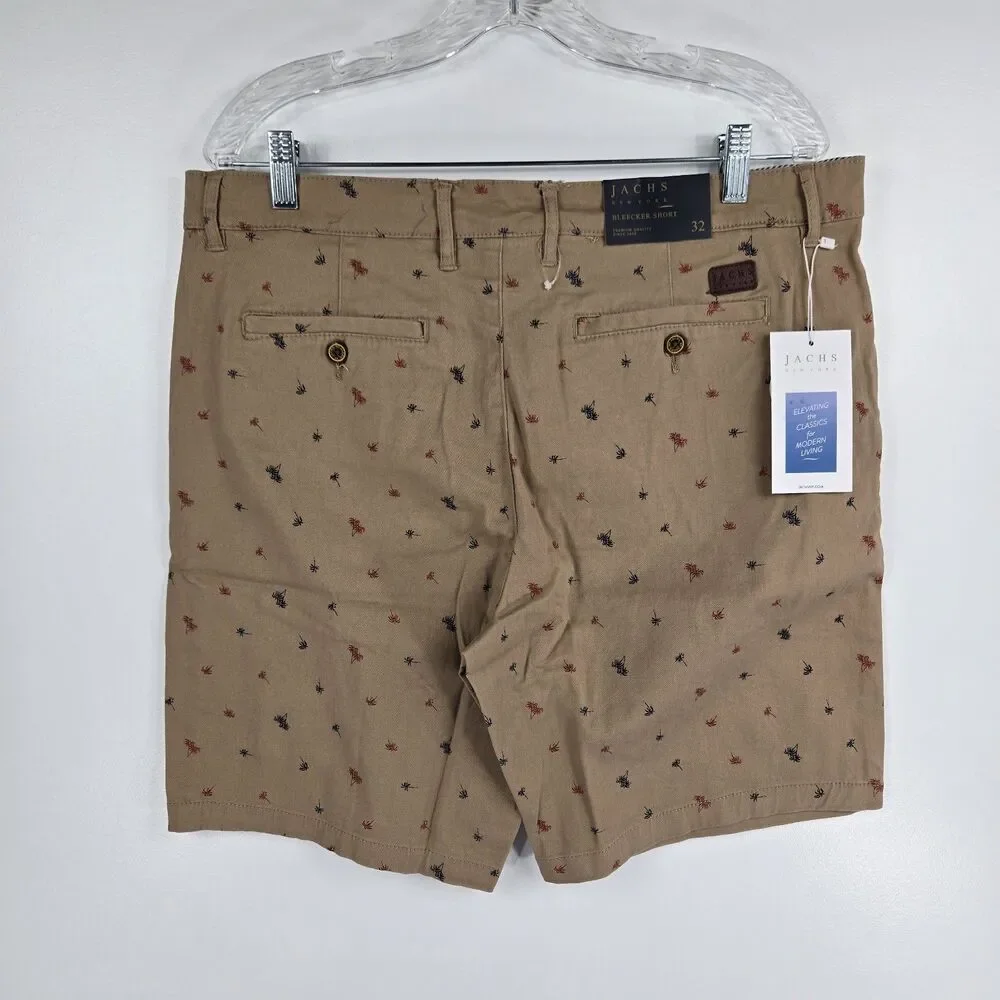 Jach's New York Men's Size 32 Bleecker‎ Shorts Dark Khaki Palm Trees NWT